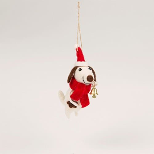 Image of Sass & Belle Festive Doggie with Bell Felt Decoration