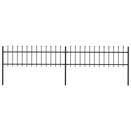 Image of vidaXL Garden Fence Spear 3.4x0.6m Outdoor Panel Barrier Border Decorative Landscape Privacy Edges Black Steel Rust-resistant Metal