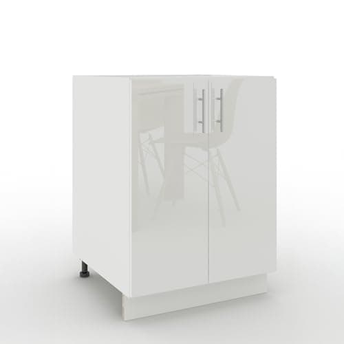 Image of JD Greta Adjustable Kitchen Base Unit - 600mm - Base Cabinet with Doors (No Worktop) - White Gloss