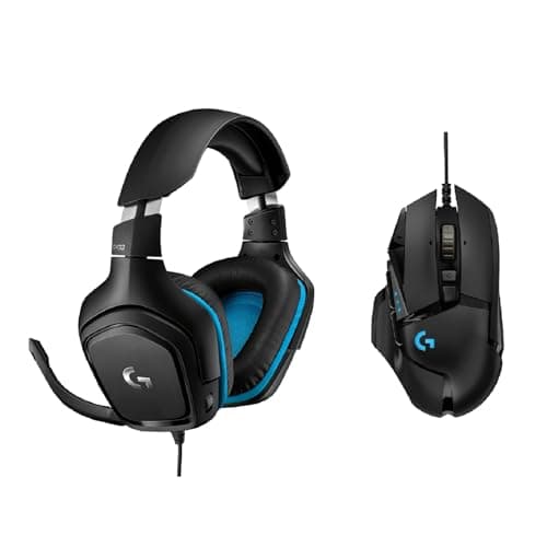 Image of Logitech G G432 Wired Gaming Headset, 7.1 Surround Sound, DTS Headphone:X 2.0, 50 mm Audio Drivers, USB and 3.5 mm Audio Jack, G502 HERO High Performance Wired Gaming Mouse, HERO 25K Sensor - Black