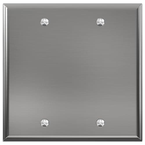 Image of ELEGRP 2-Gang Blank Stainless Steel Wall Plate, Metal Blank Outlet Cover, Standard Size 4.5" H x 4.56 L, Faceplate Cover for Unused Outlets/Switches, Color-matched Screws Included, ETL Listed, 1 Pack