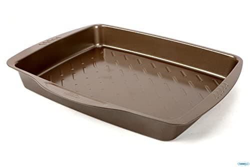 Image of Pyrex AsimetriA Rectangular Roaster Easy Grip Non Stick Coating 40cm Brown (Pack of 2)
