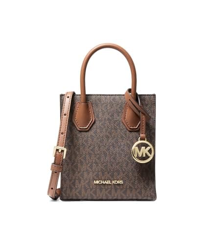 Image of Michael Kors Mercer Extra-Small Pebbled Leather Crossbody Bag (Brown)