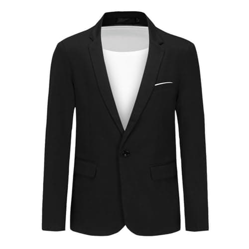 Image of Allthemen Mens 1 Button Blazer Sporty Slim Fit Suit Tuxedo Casual Lightweight Jacket Black XXL