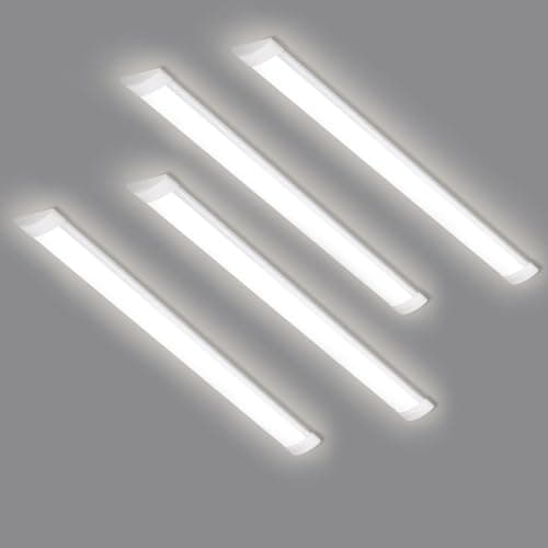 Image of HUMIGA 4 Pack 4FT LED Batten Light, 40W 3600LM Slim Profile Wide Tube Lighting for Ceiling of Indoor Home Garage Shop Office, PC Body,Neutral White 4000K