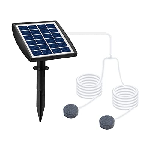 Image of Andoer Solar Powered Pond Oxygenator Air Pump, Plug-in Solar Oxygen Pump with 8.2ft Pipe 2 Air Bubble Stones Oxygenator Aquarium Aerator for Garden Fish Tank Outdoor Pool Pond (2W)