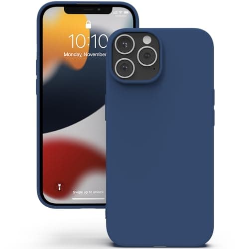 Image of YATWIN Silicone Case for iPhone 12 Pro Max, Soft-Touch, Shockproof, DustProof, Antiskid Full Body Armour Phone Cover for Apple iPhone 12 Pro Max - Dark Blue
