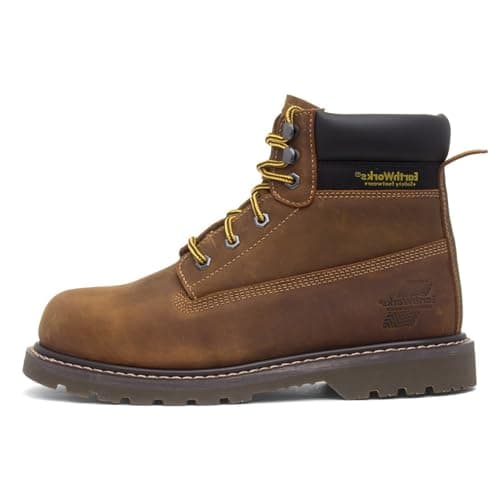 Image of EarthWorks Safety - EarthWorks Ladder Mens Brown Leather Safety Boot - Size 9 UK - Brown