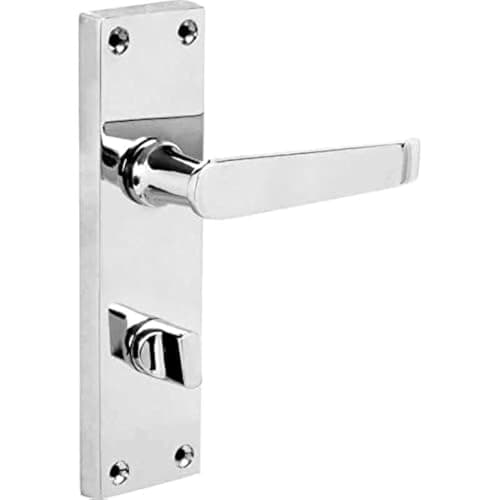 Image of Designer Levers - Victorian Straight Lever Door Handles - Polished Chrome - 1 Pair - Bathroom Locking Door Handle - with Thumbturn