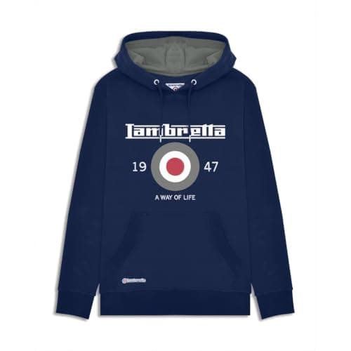 Image of Lambretta Mens Target Pullover Hooded Sweatshirt Hoodie - Navy - L