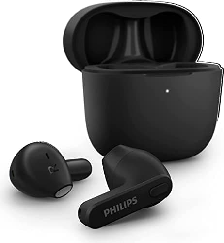 Image of Philips Wireless Earbuds, Adults In Ear without Ear Tips, Super Slim Charging Case, Splash Sweat Resistant, Bluetooth,18 Hours Play Time, Built In Mic, Slim Design, Comfortable Fit, Black TAT2236BK/00