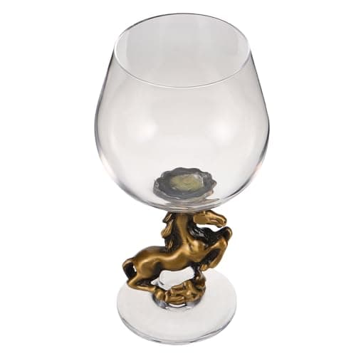 Image of TOYANDONA Retro Holy Grail Wine Glass Horse Design Stemmed Drinking Goblet Medieval Style Party Tabletop Decorative Glassware