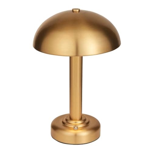 Image of National Lighting Badsey Brass Rechargeable Table Lamp USB-C - Elegant Portable Table Lamp with 3-Stage Touch Dimming, Warm White Glow 55-Hour Battery Life for Bedroom, Dining, Living Room Decor