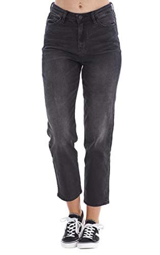 Image of ChicWhisper Ladies Ankle Grazer Straight Leg Womens Stretch Mid Rise Denim Jeans Grey