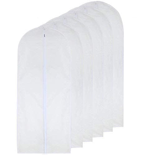 Image of HomeClean Garment Bag Clear for Long Dress 60 x 153cm(24'' x 60'')(24'' x 60'') Moth Proof Garment Bags White Breathable Full Zipper Dust Cover for Clothes Storage Closet Pack Of 6