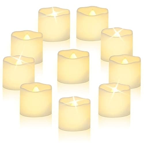 Image of CNMTCCO LED Candle Lights, 24Pcs Realistic Bright Flickering Tea Light, Battery Operated Flameless LED Candles, Electric Fake Candle in Warm White and Wave Open (Classic Candles)