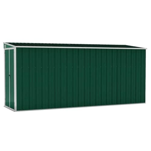 Image of vidaXL Green Robust Wall-Mounted Garden Shed - Galvanised Steel - Easy Install, Weather-Resistant, Safety Lock, Double-Opening doors - Ideal for tool and garden equipment storage.