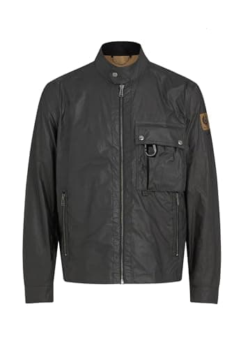 Image of Belstaff Café Racer Centenary P24 Black Cotton Jacket, Black / British Khaki, 18