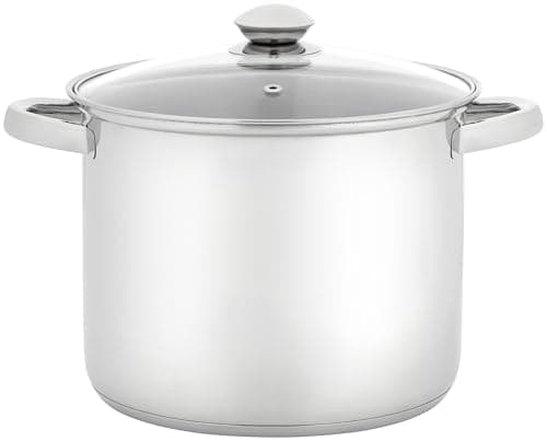 Image of Judge Essentials Polished Stainless Steel Stock Pot with Lid, 6.5L, 22cm Large Induction Pot, Suitable for All Hob Types, Oven and Dishwasher Safe