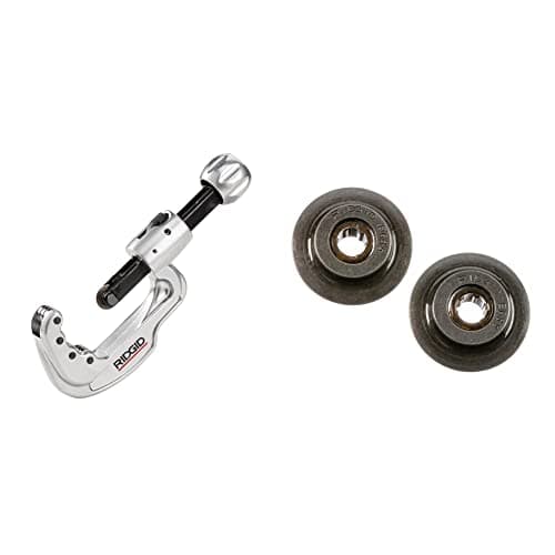 Image of RIDGID 31803 65S Stainless Steel Tubing Cutter, 1/4-inch to 2-5/8-inch Tube Cutter & 29973 Model E635 Tubing Cutter Replacement Wheel for 35S and 65S Stainless Steel Cutters, Silver