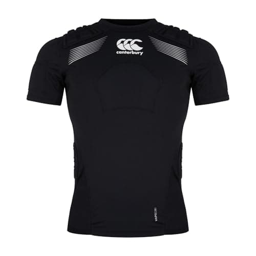 Image of Canterbury Adult Unisex Pro Protection Rugby Vest | Protect Chest & Shoulders | Breathable | Lightweight and Flexible Protective Vest, Black/Whte/Silver, M
