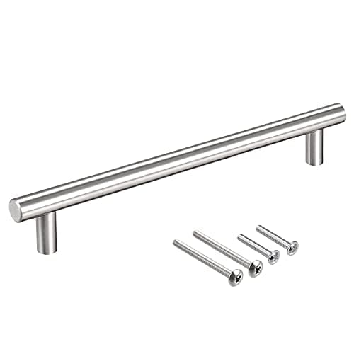 Image of sourcing map T Bar Pull Handle, 8.7"(220mm) Length 12mm Dia Stainless Steel Cabinet Pulls 6.3"(160mm) Hole Center Distance