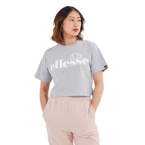 Image of Ellesse Womens Silo Cropped T-Shirt, Grey Marl, 6 EU