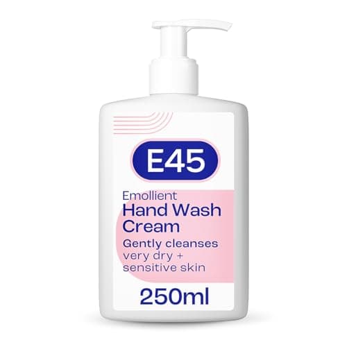 Image of E45 Hand and Body Wash Cream - Relieve Dry, Itchy & Irritated Eczema Prone Skin - 250ml - Gently Cleanses Very Dry and Sensitive Skin - Dermatological Soap Free Emollient