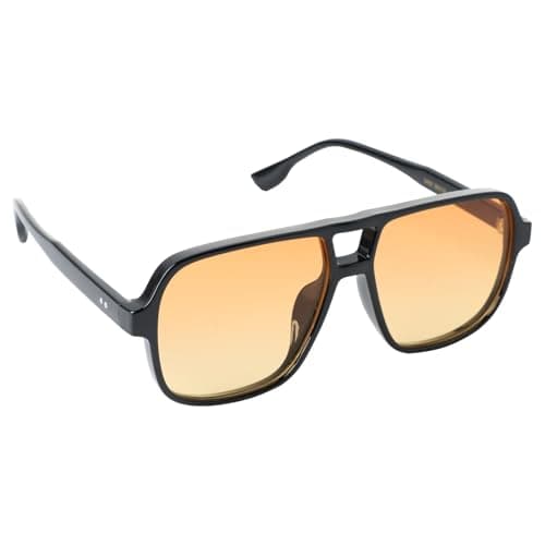 Image of Jesiah Orange Tinted Sunglasses, Retro 70s Double Bridge Rectangle Polarised Sunglasses Pilot Square Oversized Vintage UV400 Protection Shades Glasses for Women Men Driving Sports Fishing Running