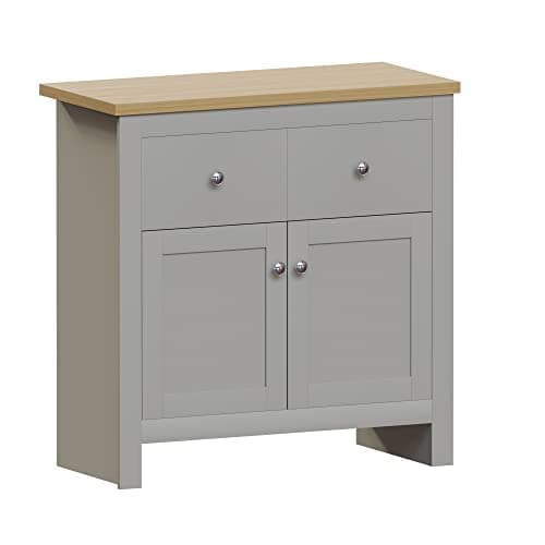 Image of Vida Designs Arlington Sideboard, Buffet Table, Cupboard Cabinet Engineered Wood (Grey & Oak, 2 Drawer 2 Door)
