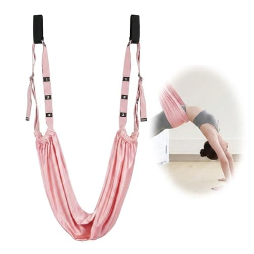 Image of Pink Aerial Yoga Swing Strap for Stretching, Adjustable Leg Stretcher and Backbend Assist Trainer, Hammock Rope for Gymnastics Dance Ballet Fitness Equipment