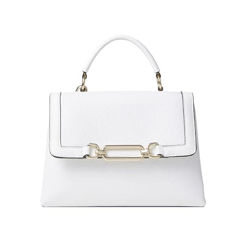 Image of Fiorelli Women's Emilia Hardware Top Handle Bag, Stylish & Classic Design, Grab Handbag with Crossbody Strap, White Faux Leather