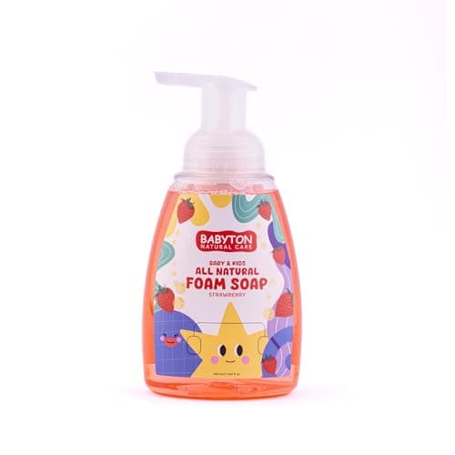 Image of Babyton All Natural Foam Soap for Kids 350 ml – Gentle Hand Wash for Sensitive Skin, Paraben-Free, Plant-Based, Eco-Friendly, Vegan, Cruelty-Free Hand Foaming Soap (350 ML, Strawberry)