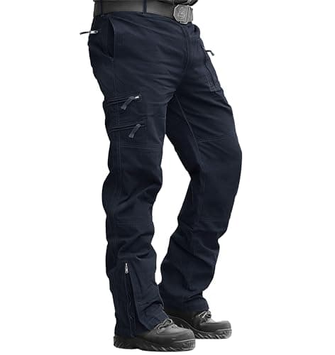 Image of MAGCOMSEN Mens Work Trousers Multi Pockets Cotton Trousers Men Casual Outdoor Hiking Cargo Pants Military Tactical Combat Trousers,Navy,38