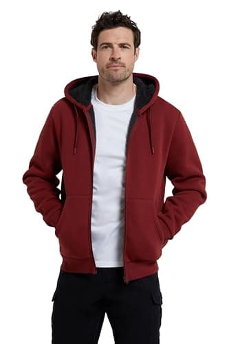 Image of Mountain Warehouse Dalton Mens Borg Lined Hoodie - Fleece Lining, Adjustable Hood, Zipped closure, Kangaroo Pocket Top - Best for Autumn Outdoors, Winter, Walking Rust 2XL