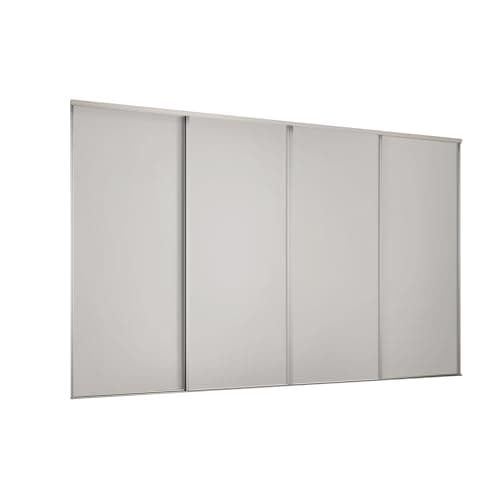 Image of SPACEPRO Heritage Sliding Door Wardrobe, 4 Door Modern Wardrobe, Dove Grey MFC Wood panel & matching steel Frame Sliding Wardrobe Doors for Bedroom, Ideal for H2260mm x W2978mm opening