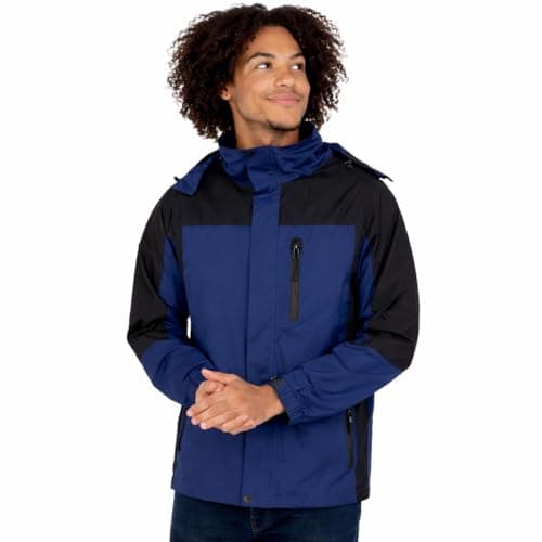 Image of Blu Apparel Mens Outdoor Waterproof Rain Jacket Premium Branded Windproof Everyday Wear Jackets for Men (UK, Alpha, L, Regular, Regular, Navy/Black)