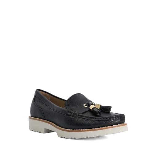 Image of Dune London Ladies Gwen Wide Fit Casual Tassel Trim Loafers Size UK 6 Black