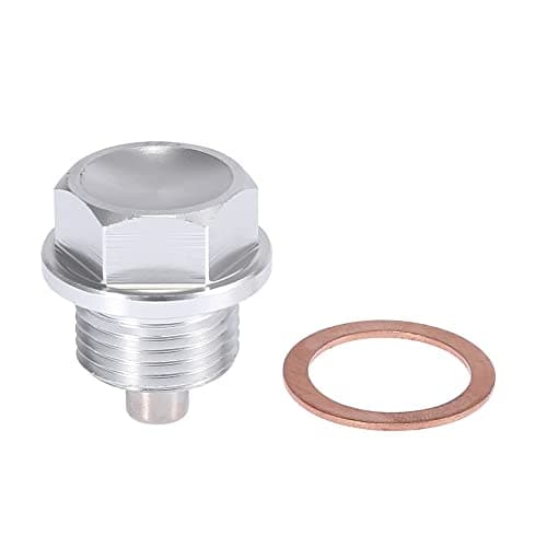 Image of X AUTOHAUX 1 Set M18 x 1.5 Magnetic Oil Drain Plug Sump Drain Nut Silver Tone
