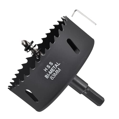 Image of METALLIXITY Bi-Metal Hole Saw 3-17/64", M42 HSS Circular Head 83mm Hole Cutter with Center Drill Bit - for Thick Stainless Steel Hard Steel Sheet, Black