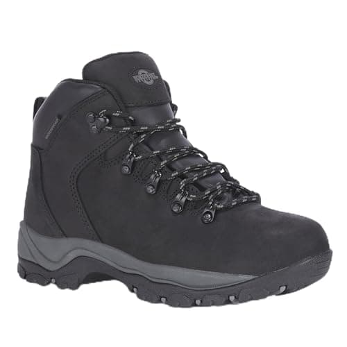 Image of Northwest Territory Ladies Emerald Premium Leather Waterproof Walking Boots Breathable Lace Up Hiking Outdoor Trekking Boots (Emerald Black, 6 UK, numeric_6)