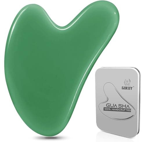Image of Gua Sha Tool Guasha Massage Tool 100% Natural Jade Stone for Face Care, Relieve Wrinkle Eye Puffiness Treatment, Back Spa (Green)
