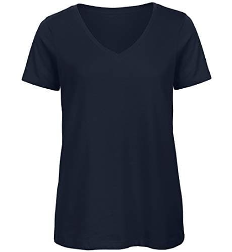 Image of B&C Women's Organic Inspire V-Neck Tee, Navy Blue, S. TW045