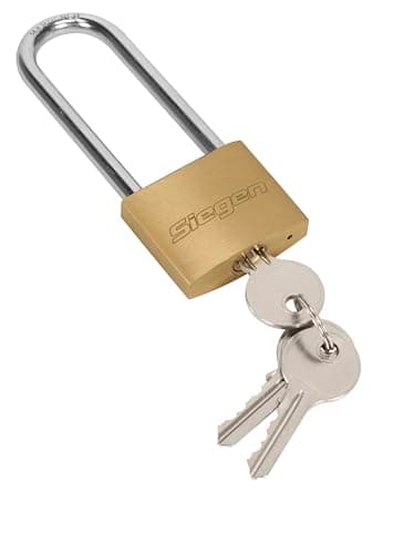 Image of Siegen S0989 Brass Body Padlock with Brass Cylinder Long Shackle 40mm