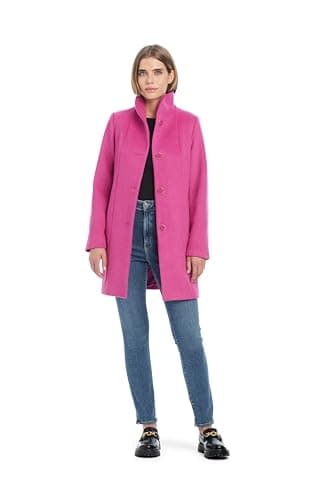 Image of Kate Spade New York Women's Mid-Length High-Collar Wool Coat, Marker Pink, S