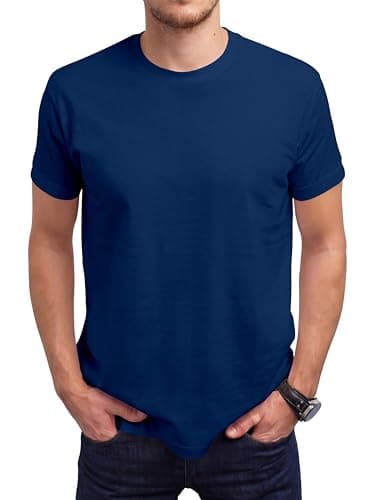 Image of Love My Fashions Men's Round Neck Short Sleeves Plain T-Shirt Navy Blue