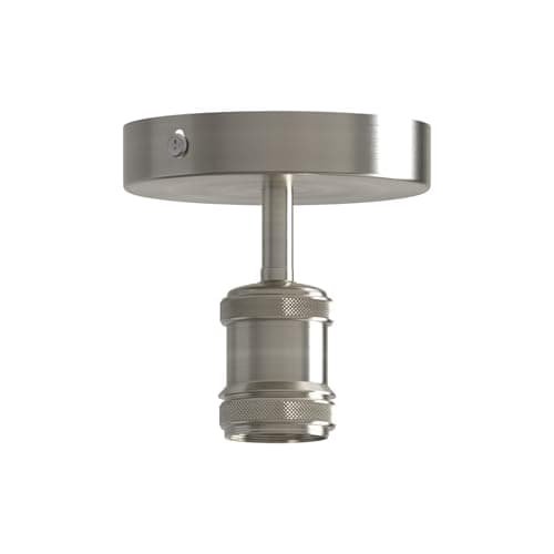 Image of Vintage Flush Mount Ceiling Light Fixture Industrial Metal E27 Base Ceiling Lighting for Bedroom Living Room Kitchen Hall Way Restaurant Cafe (Satin Nickel, Without Bulb)