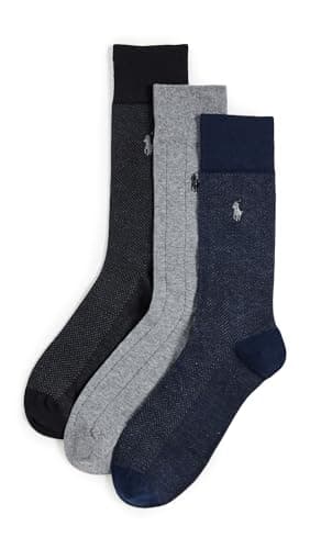 Image of POLO RALPH LAUREN Nvmul Men's Classic Pattern Dress Socks, 3 Pairs (491), Blue, One Size