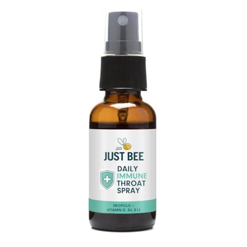 Image of Just Bee Propolis & Vitamin Throat Spray (30ml) | Natural Bee Honey Propolis Throat Spray for Sore Throat Relief, Immune Support & Oral Support for Adults and Kids | Peppermint Flavour