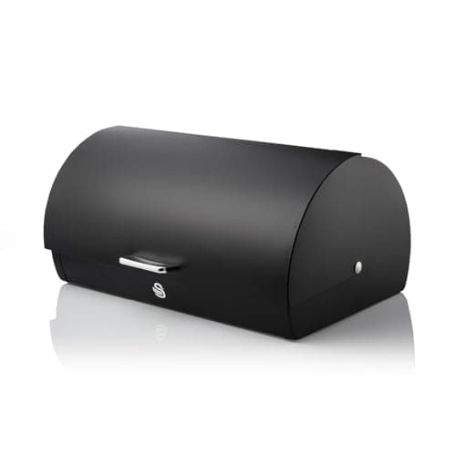 Image of Swan Serenity Bread Bin with Ventilation, Smooth Matte Finish and Roll Top Lid, 14L, Black